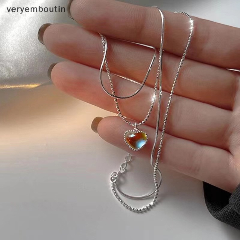 Vòng cổ Hai Lớp Mặt Hình Hạt Đậu May Mắn Phong Cách Hàn Quốc Đơn Giản Dành Cho Nữ