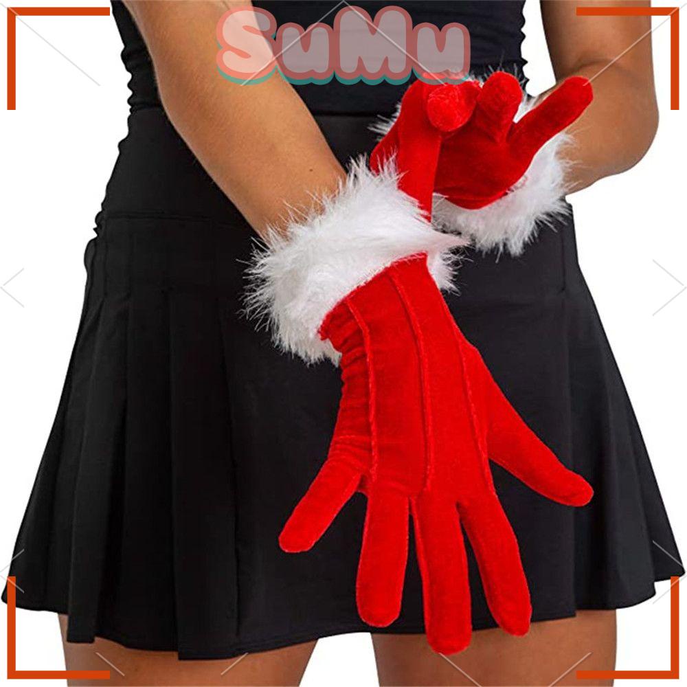 SUMU Găng Tay Nhung Đỏ Mềm Mại Hợp Thời Trang