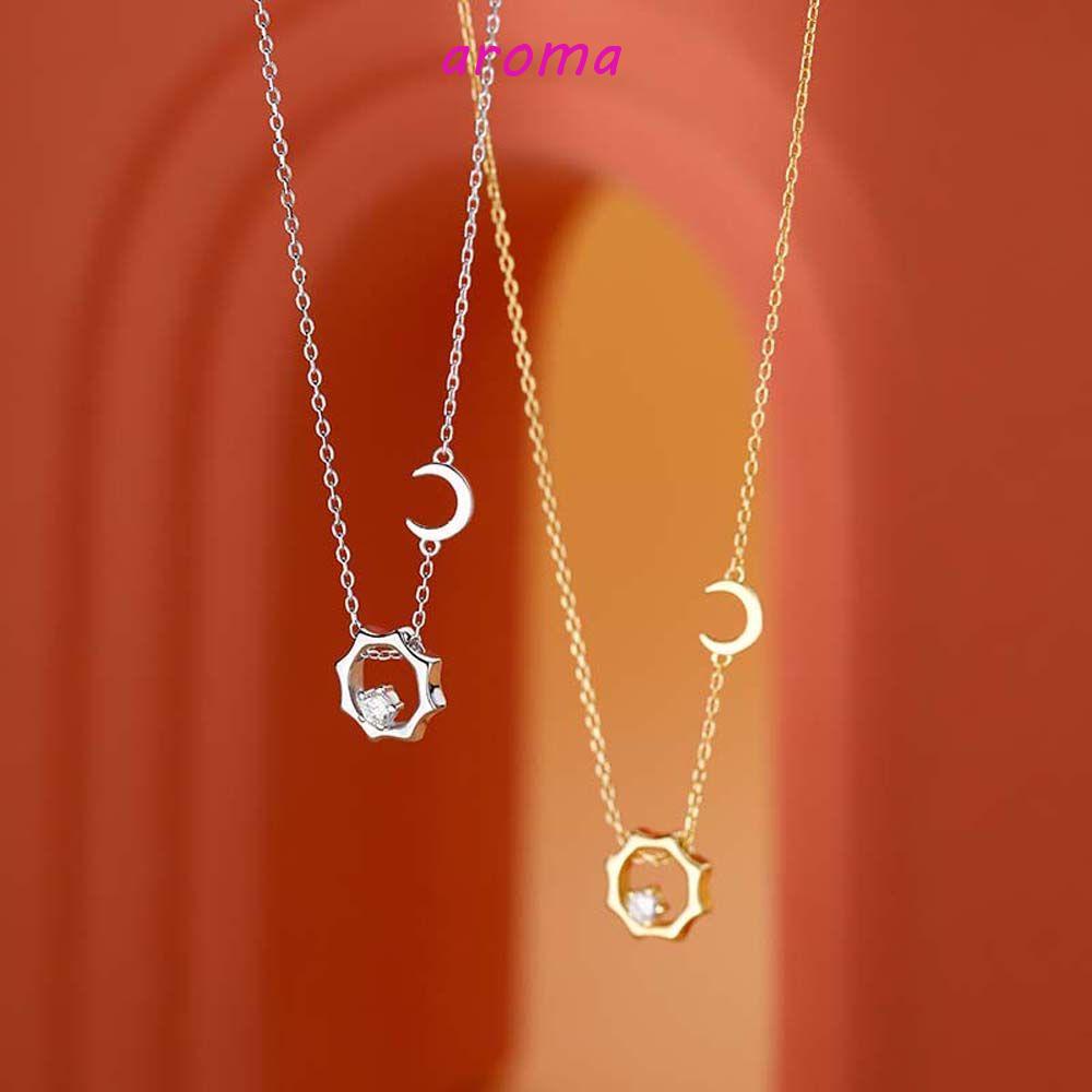 AROMA Vòng Cổ Đính Đá Bằng Đồng Phong Cách Hip Hop Hàn Quốc Ngọt Ngào Cho Nữ