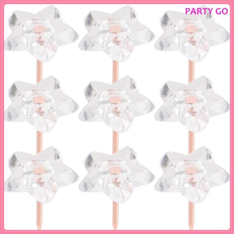 Set 100 Ghim Ghim Ghim Đầu Hoạt Hình Màu Trắng Trong Suốt Trang Trí Móng Tay