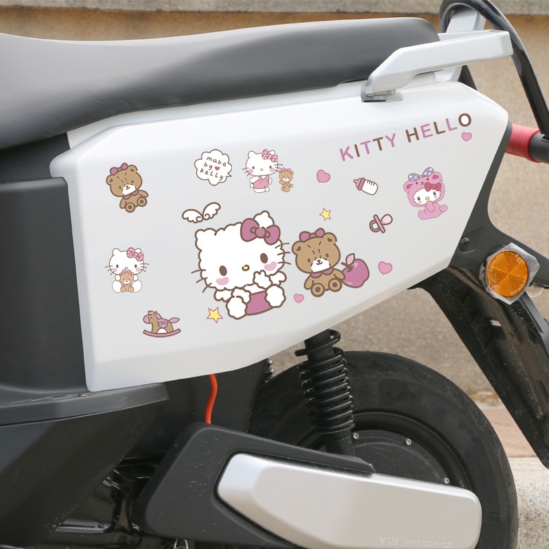 Hl Miếng Dán Trang Trí Mũ Bảo Hiểm / Xe Hơi Chống Thấm Nước Hình Mèo Kitty Dễ Thương