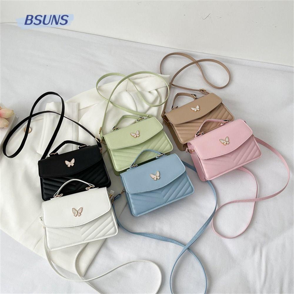 BSUNS Túi Đeo Chéo Da PU Thêu Họa Tiết Bươm Bướm Cỡ Lớn Thời Trang Cho Nữ