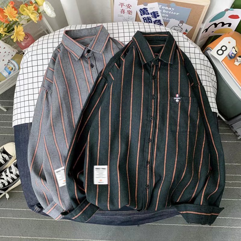Áo Sơ Mi Nam Dài Tay Họa Tiết Kẻ Sọc Thời Trang Mới