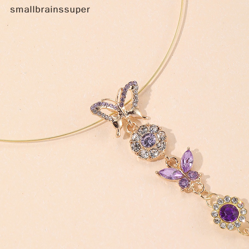 Vòng cổ Hợp Kim Mặt Hình Bướm Đính Đá Tím Thời Trang Cho Nữ SBS