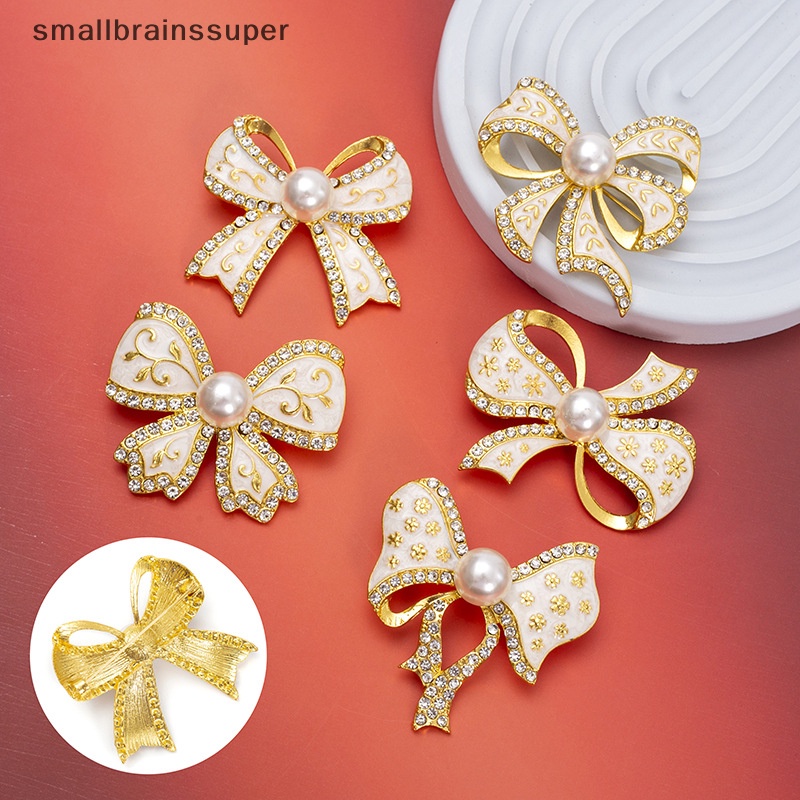 Ghim Cài Áo Hình Nơ Đính Đá / Ngọc Trai Giả Chống Ánh Sáng Thời Trang Cho Nữ SBS