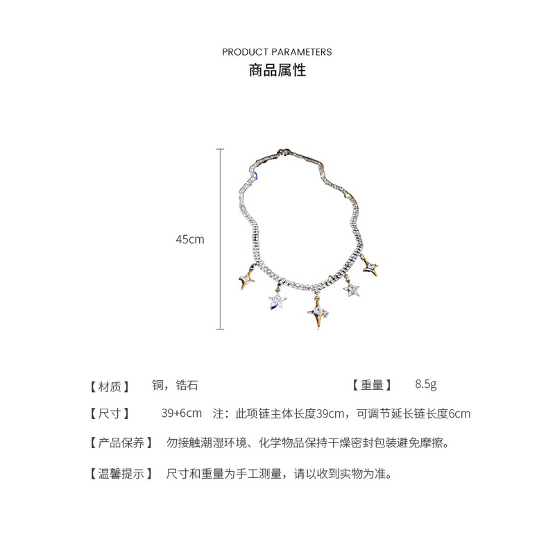 Toàn Bộ Vòng cổ Mặt Ngôi Sao Đính Đá Zircon Phong Cách Hàn Quốc Ngọt Ngào