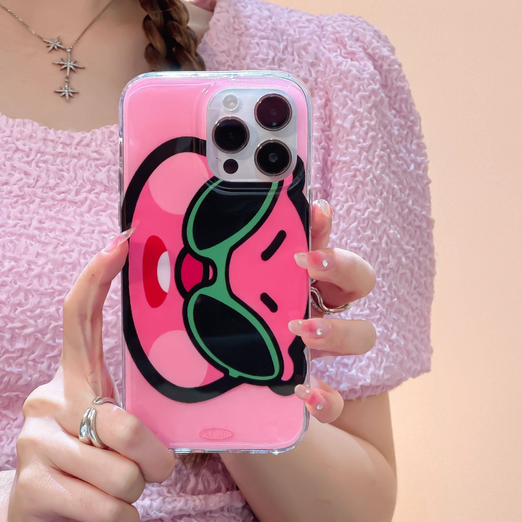 Ốp Điện Thoại IMD Hai Mặt Chống Sốc Màu Hồng Có Dây Đeo Cho Apple IPhone 14 13 12 11 Pro Max