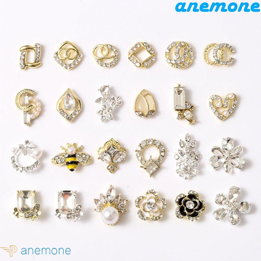 ANEMONE Phụ Kiện Trang Trí Móng Tay Nghệ Thuật Bằng Hợp Kim Hình Chú Ong Và Hoa Trà Sang