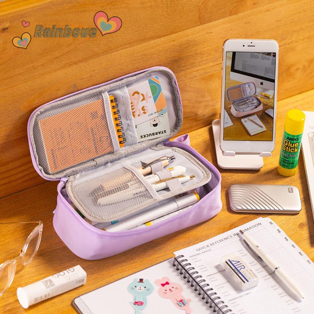 RAINBOW Túi Đựng Bút Bằng Vải Canvas Đa Năng Tiện Dụng Cho Trường Học