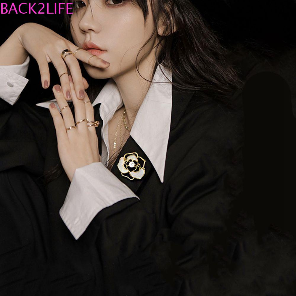 BACK2LIFE Ghim Cài Áo Hình Hoa Trà Đính Đá Nhân Tạo Thời Trang Cho Nữ