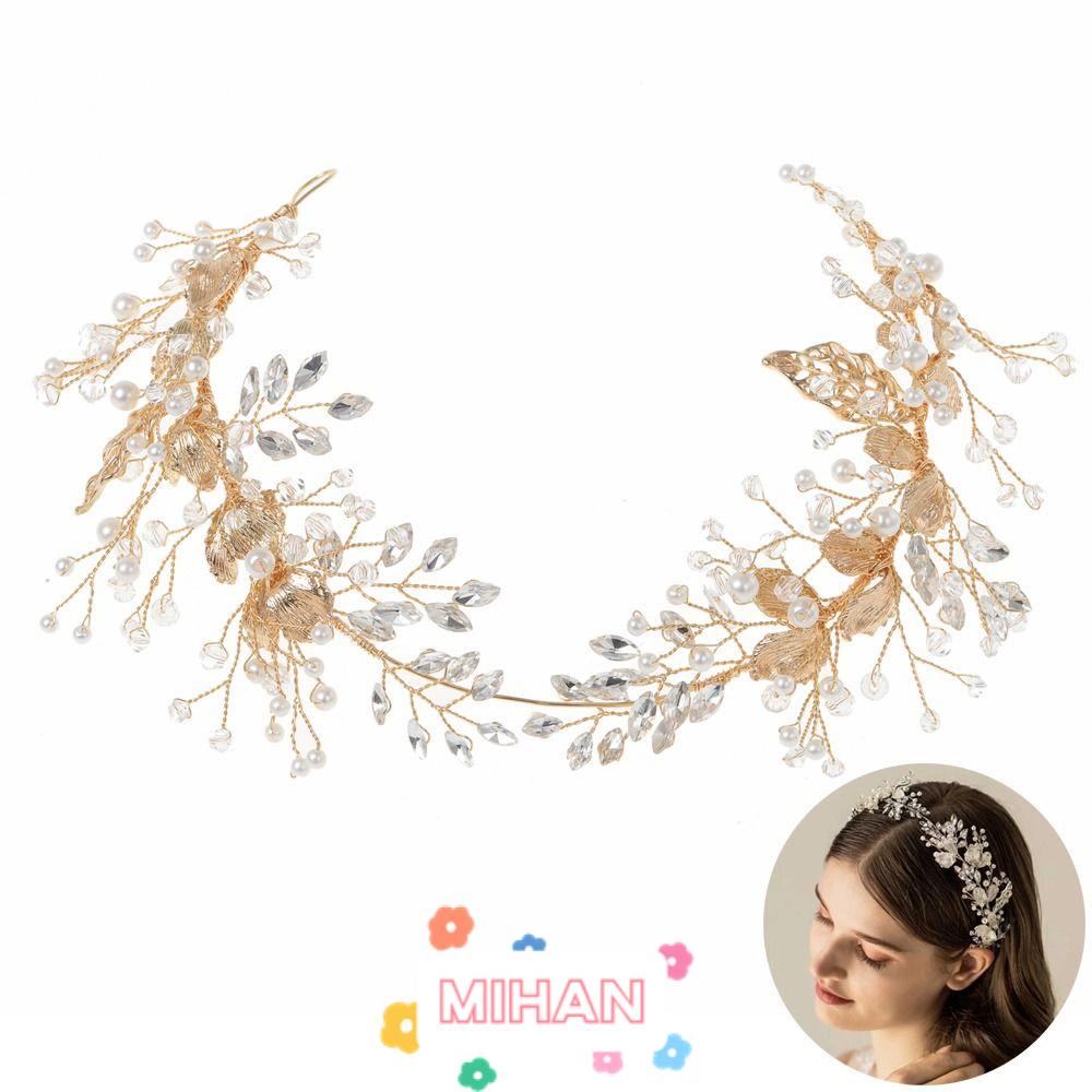 MIHAN1 Cài Tóc Hình Chiếc Lá Đính Đá Pha Lê Handmade Dành Cho Cô Dâu