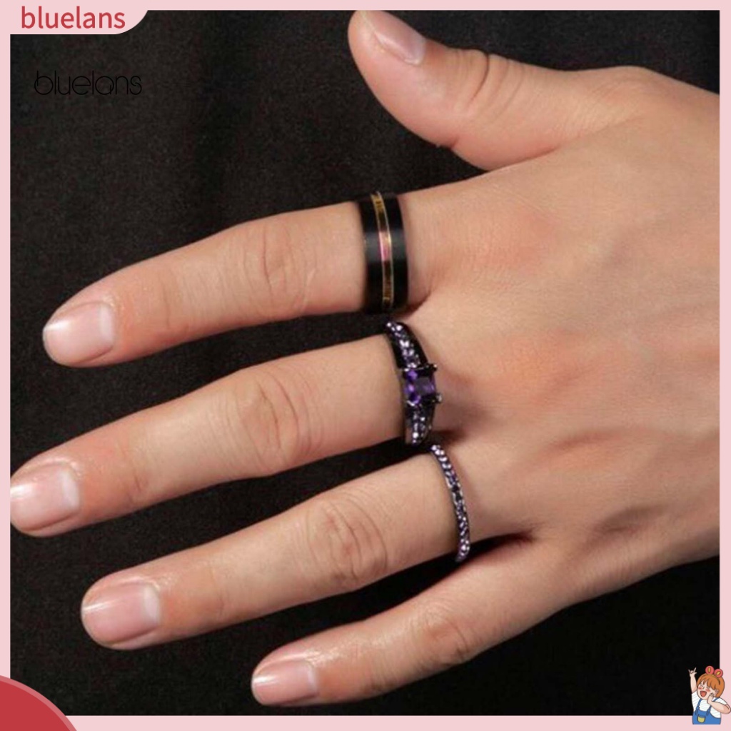 Set 3 Nhẫn Cặp Bằng Hợp Kim Đính Đá Thời Trang