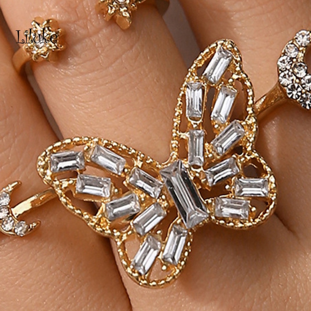 Bộ 5 Nhẫn Nữ Trang Đính Đá Độc Đáo