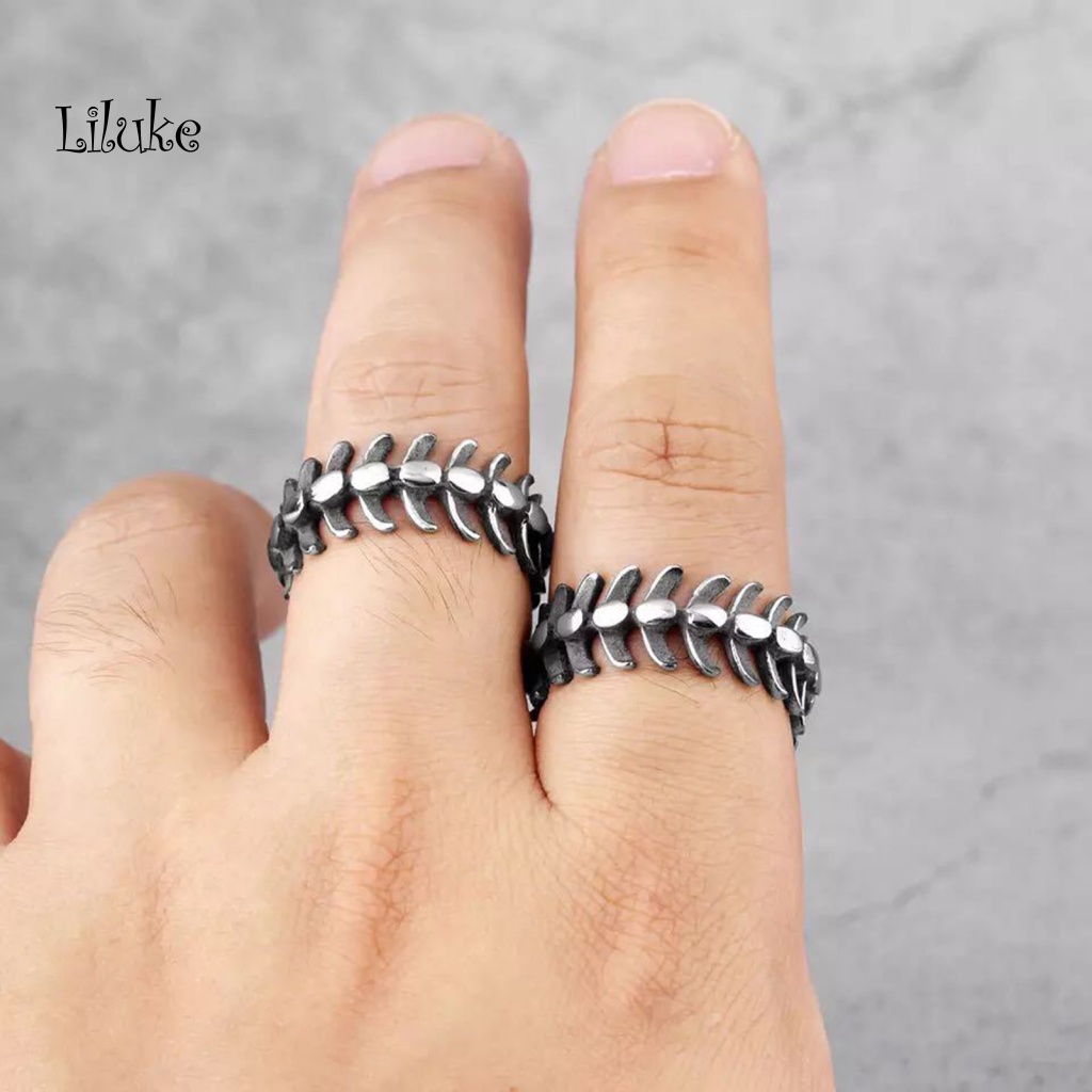 Nhẫn Hợp Kim Mạ Bạc Trang Trí Hình Xương Cá Rồng Màu Sắc Cổ Điển Cho Nữ