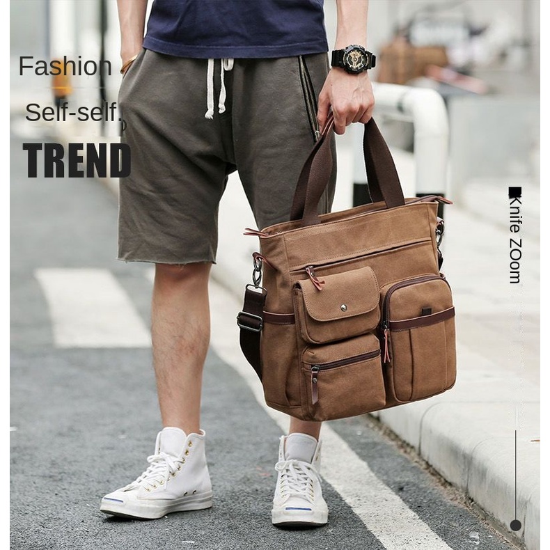 Hàng Mới Về Mới Túi Xách Đeo Chéo Vải Canvas Phong Cách Nhật Bản Thời Trang Cho Nam