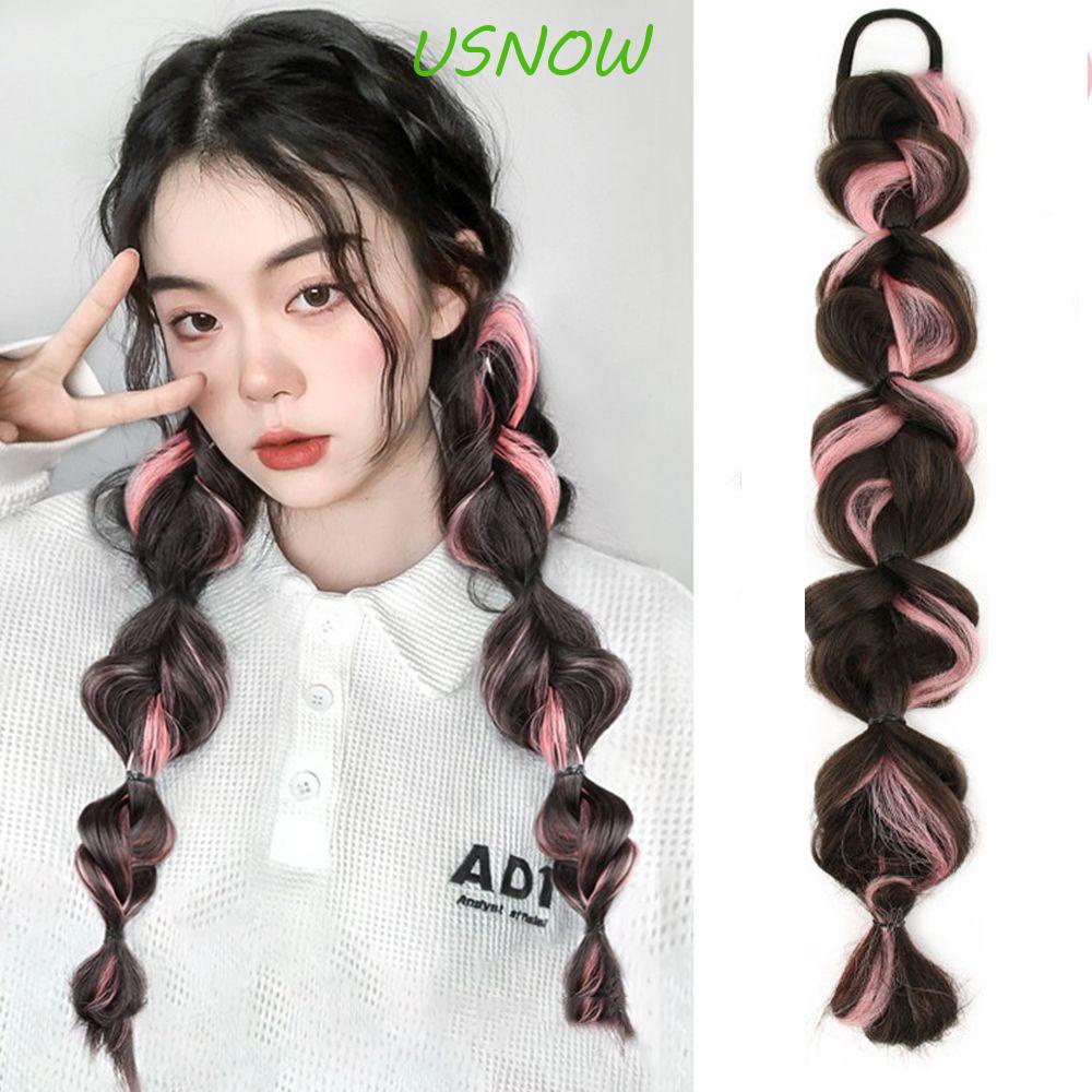 USNOW Dây Buộc Tóc Bằng Cao Su Tổng Hợp Co Giãn Dễ Thương Cho Nữ