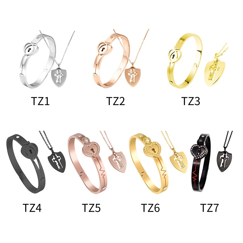 Ygt Bộ Vòng Tay / Vòng Cổ / Chìa Khóa Trái Tim Bằng Thép Titan Thời Trang Cho Cặp Đô