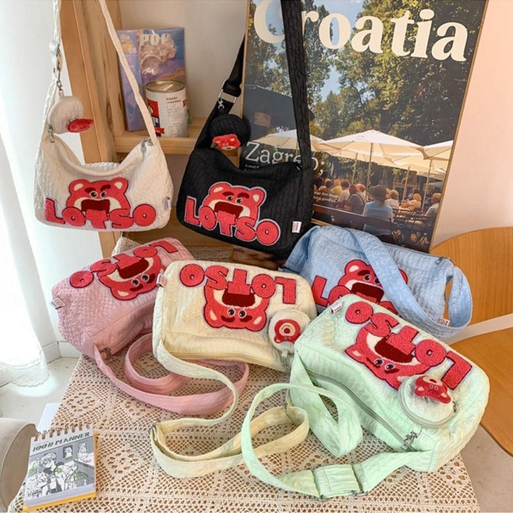 FALLFORBEAUTY Túi Đeo Chéo Vai Hình Gấu Dâu Tây Dễ Thương Dành Cho Nữ