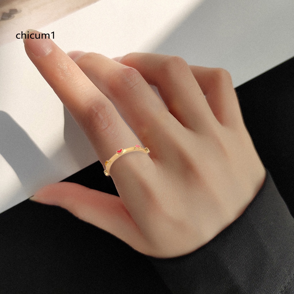 Nhẫn Họa Tiết Trái Tim Nhiều Màu Sắc Khô Thoáng Cho Nữ
