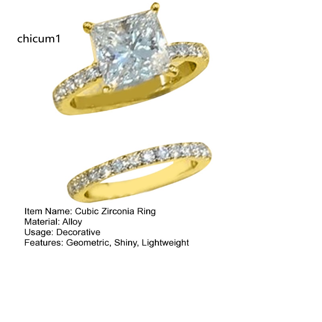 Set 2 Nhẫn Hợp Kim Đính Đá Zircon Thời Trang Cho Nữ