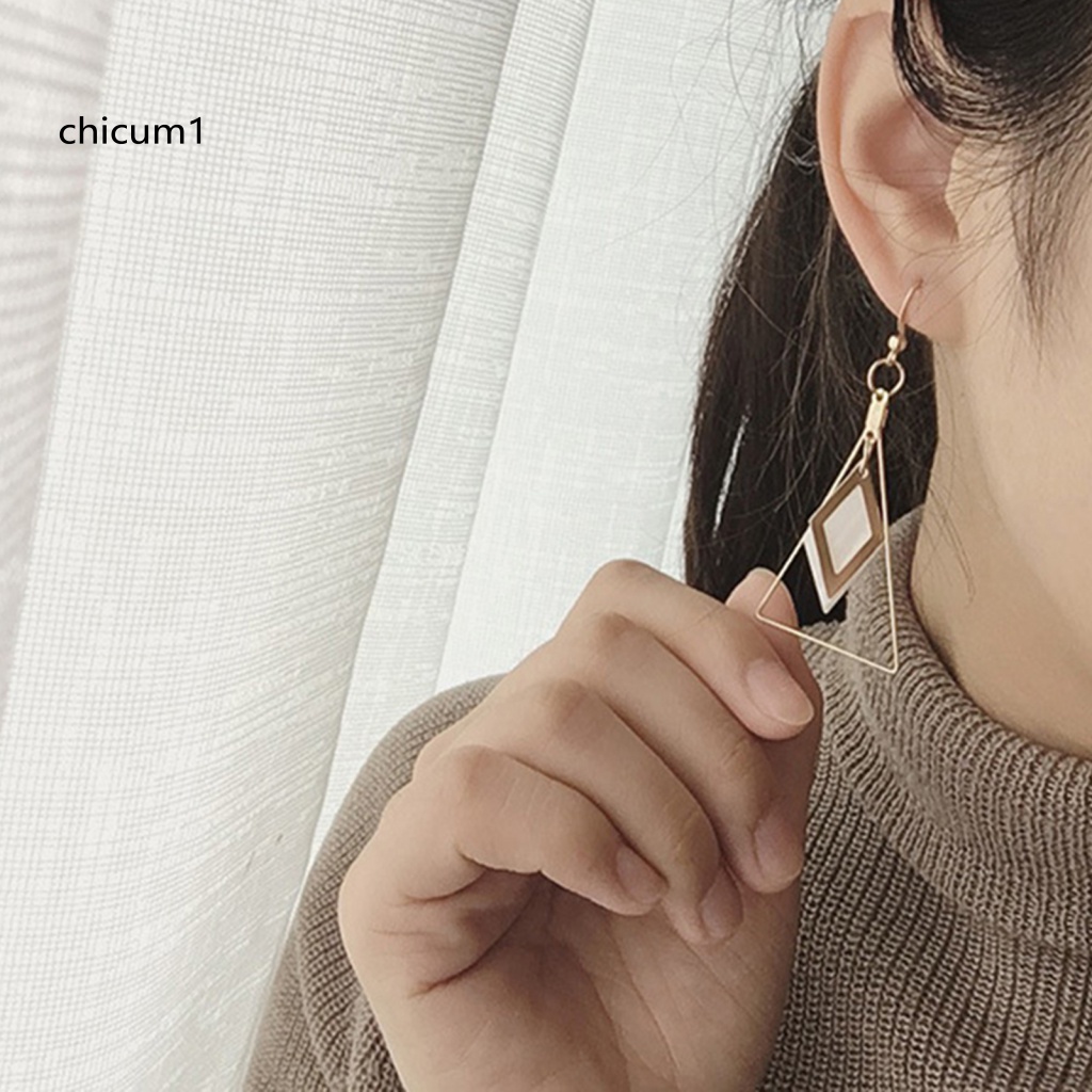 Khuyên Tai Kim Loại Hình Tam Giác Thời Trang Cho Nữ