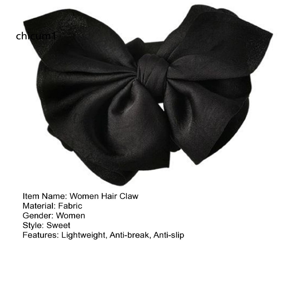 Kẹp Tóc Càng Cua Đính Nơ Lớn Màu Trơn Hai Lớp Chống Trượt Có Răng Lược Siêu Nhẹ Cho Nữ