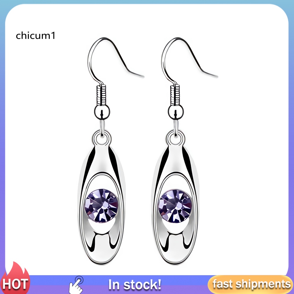 Khuyên Tai Đính Đá Hình Giọt Nước Phong Cách Đơn Giản