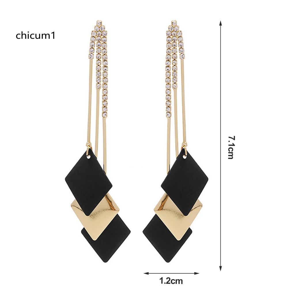 1 Cặp Bông Tai Tua Rua Đính Đá Màu Sắc Tương Phản Phong Cách Bohemian