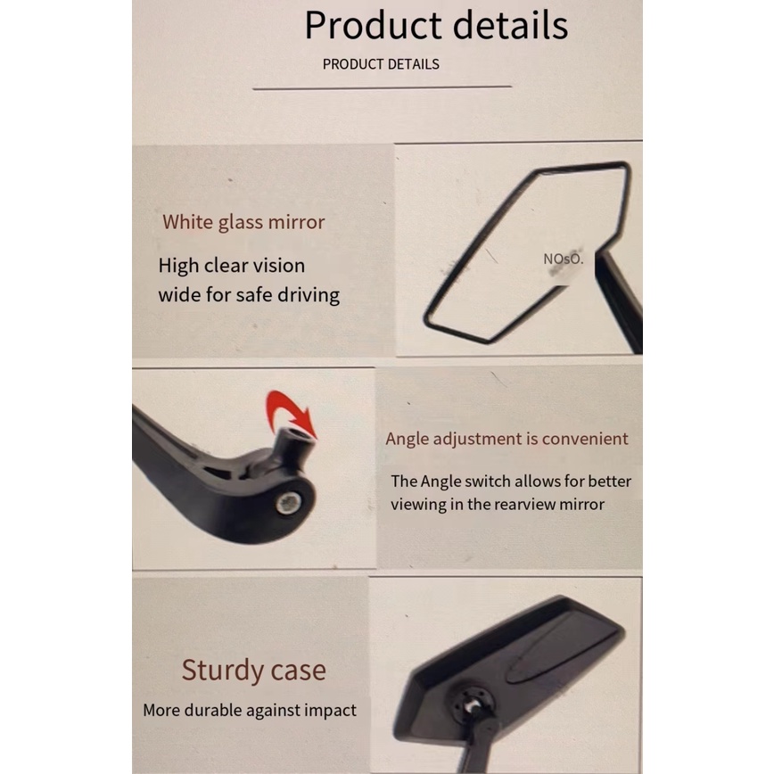 Bộ 2 Gương Chiếu Hậu 8mm 10mm Tầm Nhìn HD Chuyên Dụng Cho Xe Máy KOSO