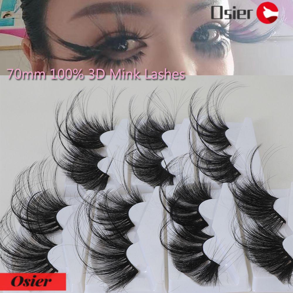 OSIER1 1 Cặp Lông Mi Giả 70mm 100% Lông Chồn 3D
