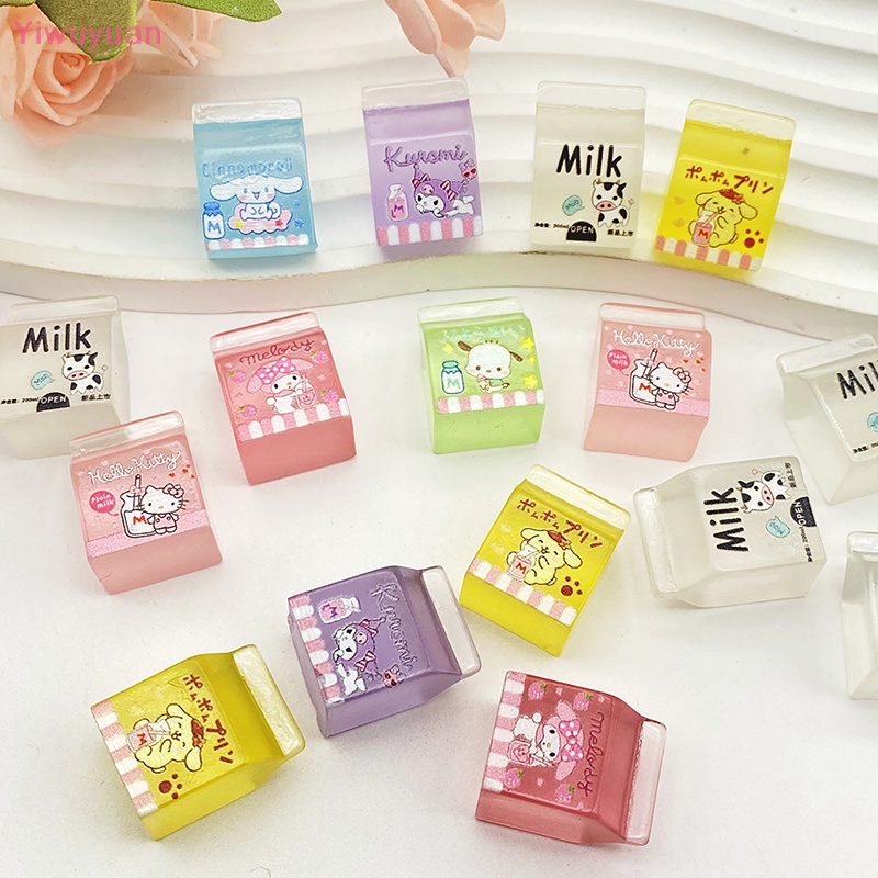 &lt; Yiwuyuan &gt; 10 Miếng Dán Trang Trí Điện Thoại Hình Hộp Sữa Hoạt Hình Kawaii DIY