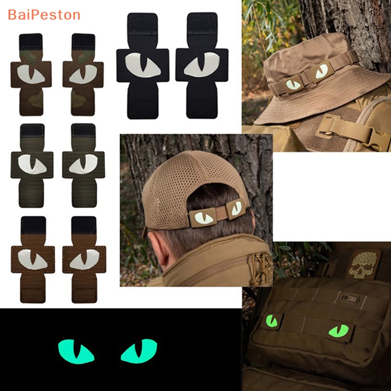 [BaiPestonV] Miếng Dán Trang Trí Ba Lô Họa Tiết Mắt Mèo Phát Sáng Trong Bóng Tối