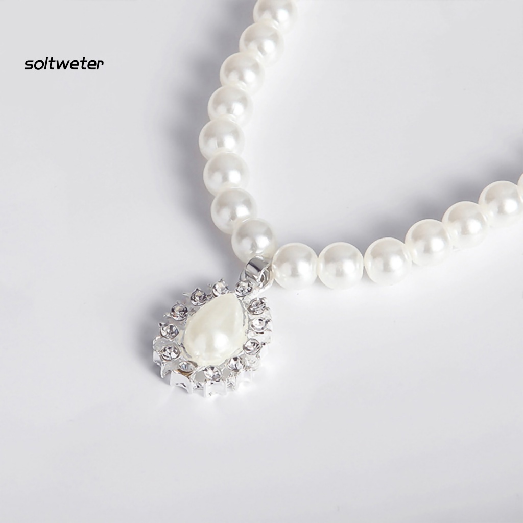 Bộ Vòng cổ + Bông Tai Đính Ngọc Trai Giả Hình Giọt Nước