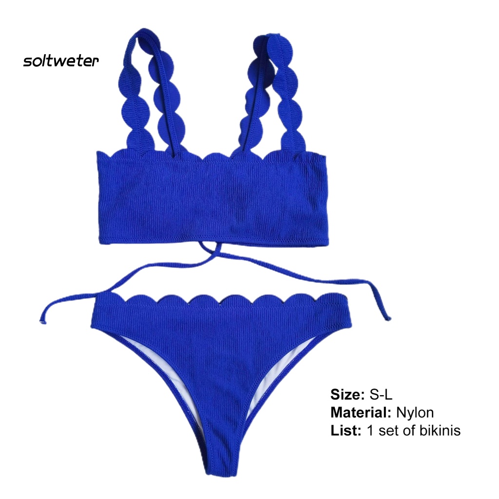 Bộ Bikini 2 Mảnh Có Viền Nâng Ngực Màu Sắc Đơn Giản Quyến Rũ Cho Nữ