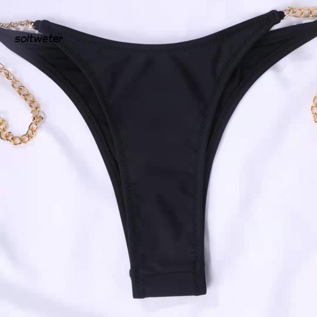 1 Bộ Đồ Bơi Bikini Bằng Polyester Phối Dây Xích Thoáng Khí Bắt Mắt Quyến Rũ Cho Nữ