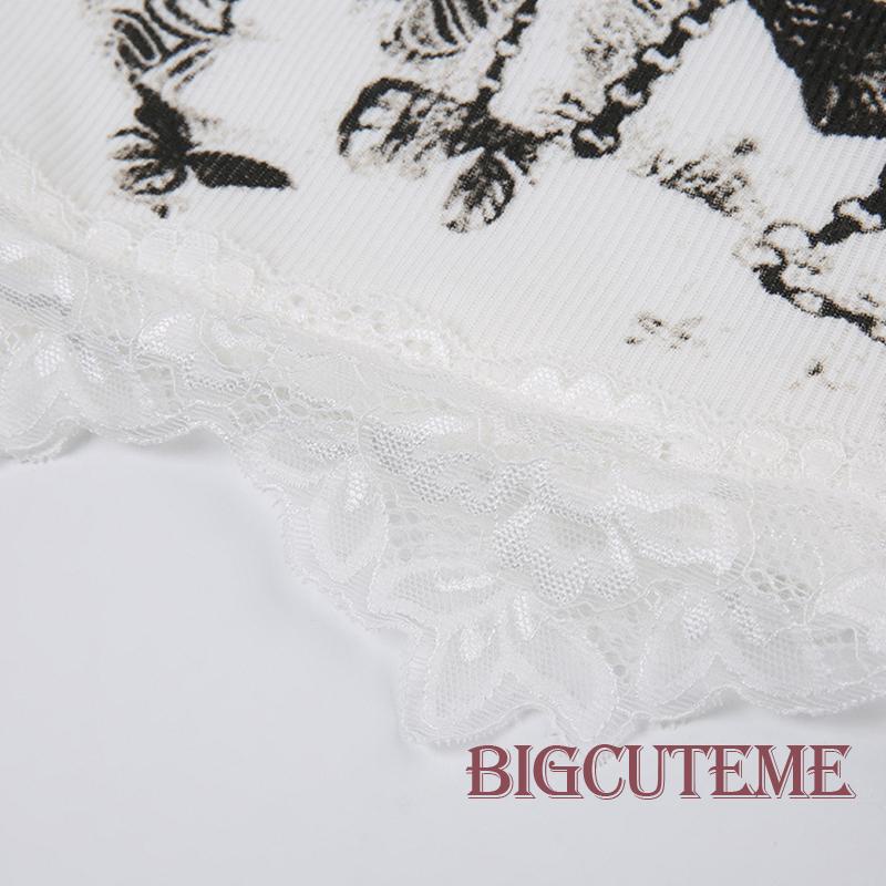 Áo Croptop Sát Nách In Họa Tiết Bướm Dễ Thương Thời Trang Mùa Hè Cho Nữ