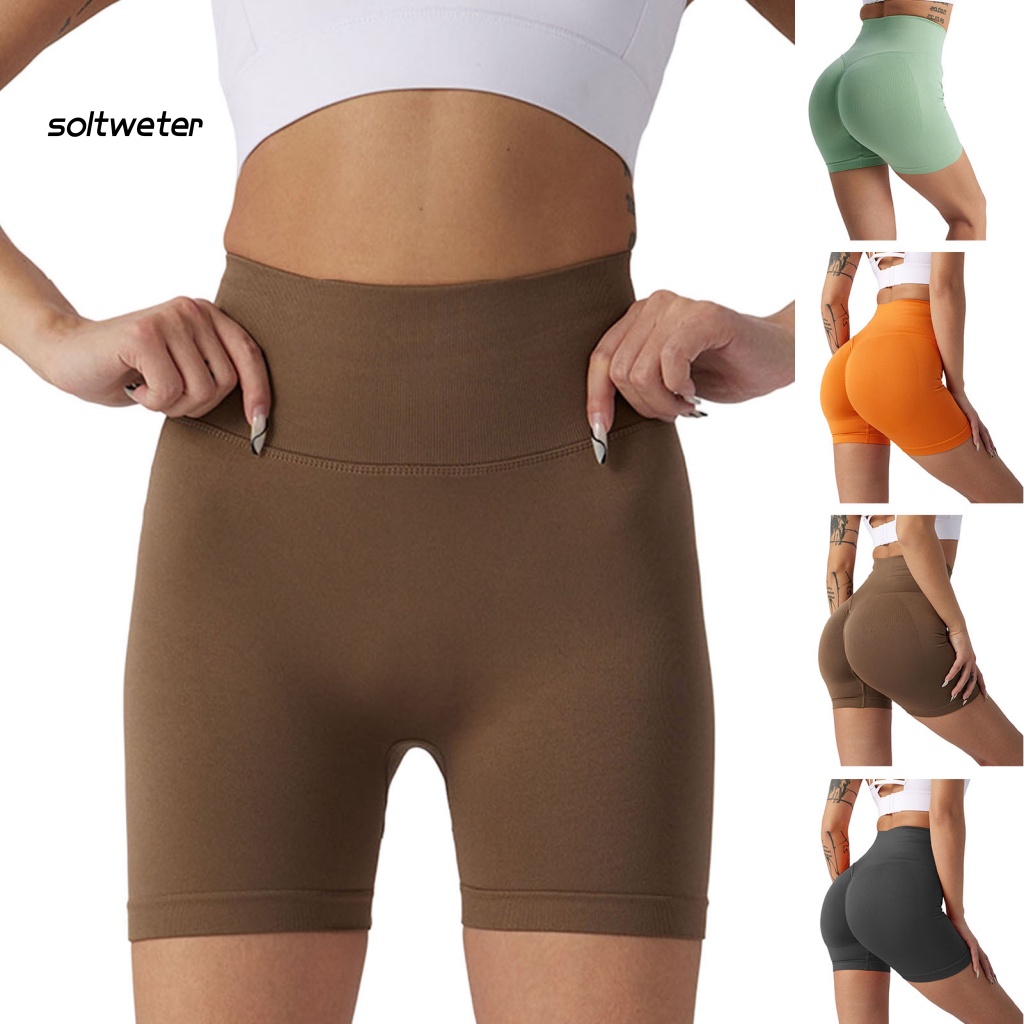 Quần Short Lưng Cao Co Giãn Thấm Hút Mồ Hôi Tập Yoga Cho Nữ