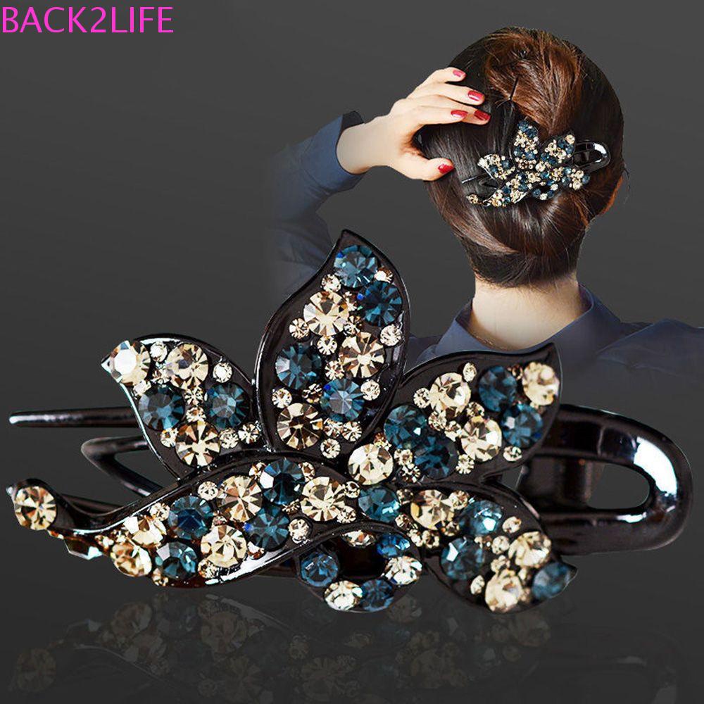 BACK2LIFE Kẹp Tóc Đuôi Ngựa Ba Răng Đính Kim Cương Đơn Giản Cổ Điển Dành Cho Bạn Nữ Giá