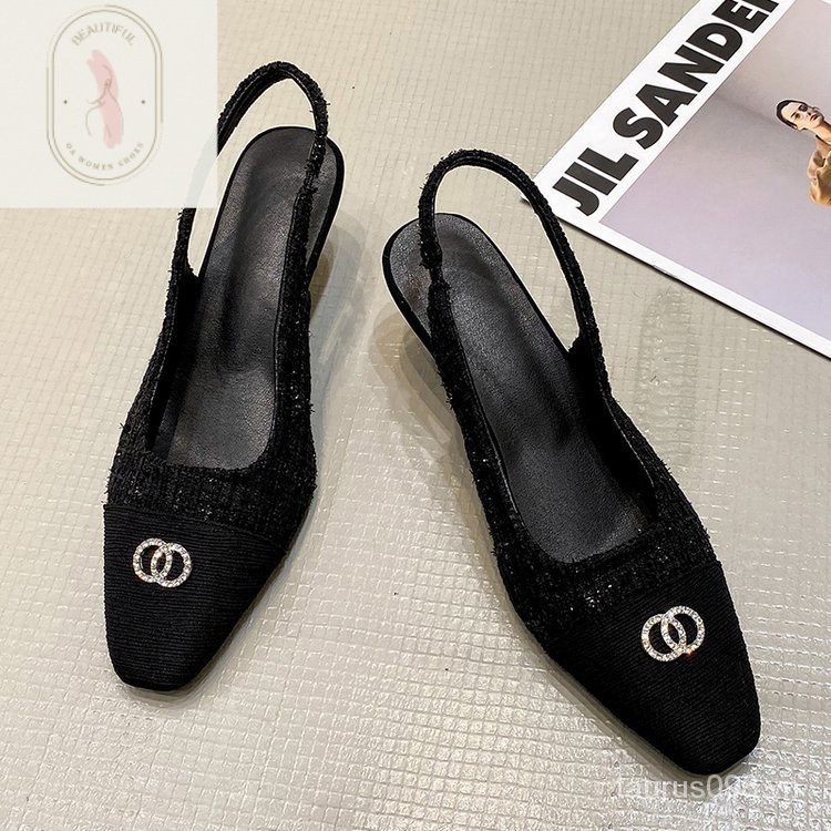 Sandal Cao Su PU Gót Vừa Phong Cách Thời Trang Mới 2023