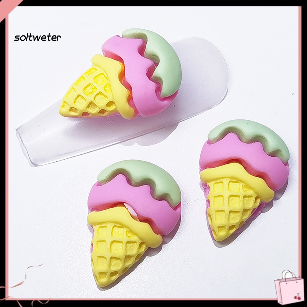 Bộ 20 Phụ Kiện Trang Trí Móng Tay / Điện Thoại Hình Cây Kem 3D Nhiều Màu DIY