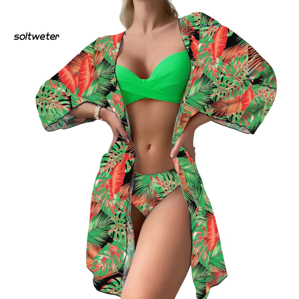 Bộ Bikini 3 Mảnh Hở Lưng Màu Sắc Thời Trang Quyến Rũ Cho Nữ