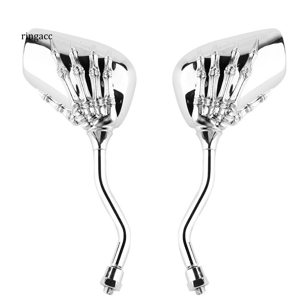 1 Cặp Gương Chiếu Hậu Hình Bàn Tay Trái / Phải Chất Liệu Crom Hình Đầu Lâu Cho Xe