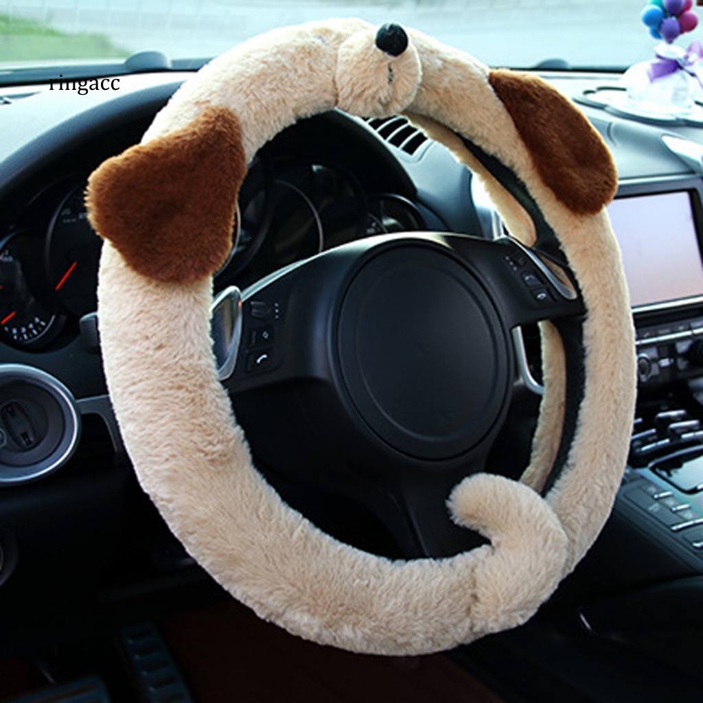Vỏ Bọc Vô Lăng 38cm Phủ Lông Họa Tiết Hoạt Hình Dễ Thương Trang Trí Xe Hơi / Xe Tải