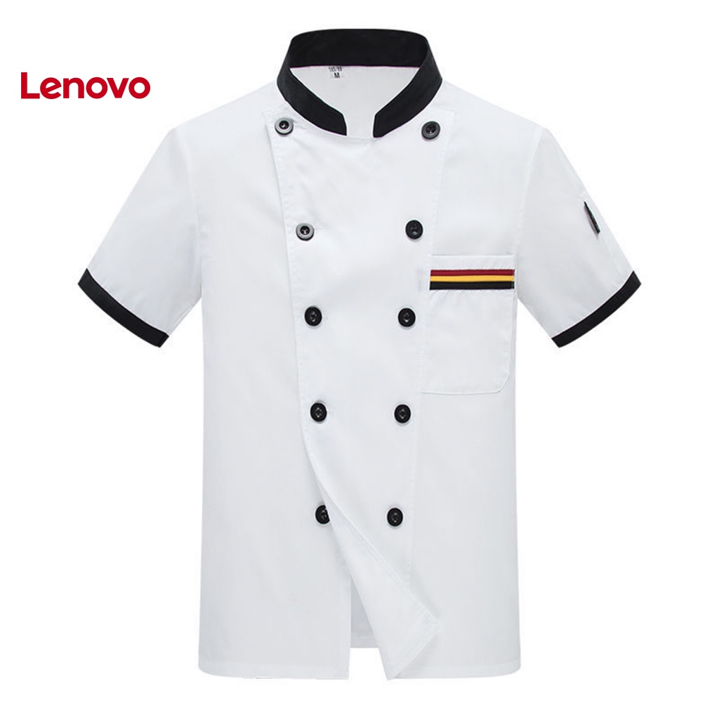 Đồng Phục Đầu Bếp Ngắn Tay Cổ Đứng Hai Hàng Nút Họa Tiết Hoa Hướng Dương Phối Màu Thời Trang Unisex