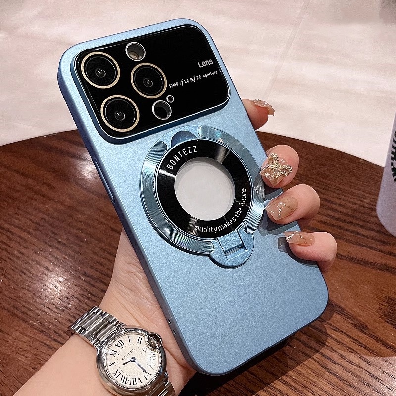 Ốp Điện Thoại PC In Logo Sang Trọng Kèm Giá Đỡ Từ Tính Bảo Vệ Camera Cho iPhone 14 Pro 13 11 12 Pro Max 14Plus