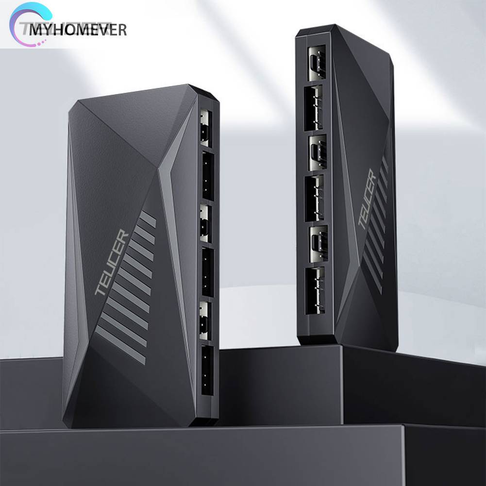 Bộ Chia 6 Cổng Quạt 12V 4PIN PWM 2 Trong 1 Ốp