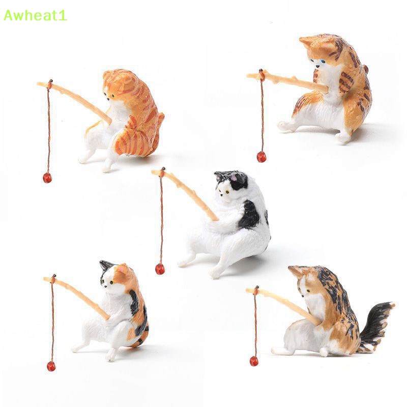 1 Tượng Mèo Câu Cá Mini Bằng Nhựa Resin Trang Trí Mới