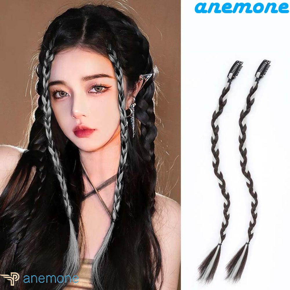ANEMONE Kẹp Tóc Giả Thắt Bím Đuôi Ngựa Cách Nhiệt Màu Sắc Gradient Dành Cho Nữ