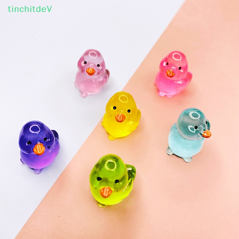 Bộ 2 Tượng Vịt Mini Bằng Nhựa Resin Dạ Quang Trang Trí Tiểu Cảnh / Sân Vườn