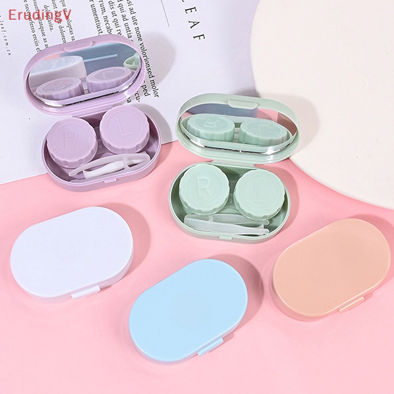 [ErudingV] Hộp Đựng Kính Áp Tròng Màu Kem Di Động Có Gương Đựng Kính Áp Tròng Cho Tiệc Tùng [Mới]